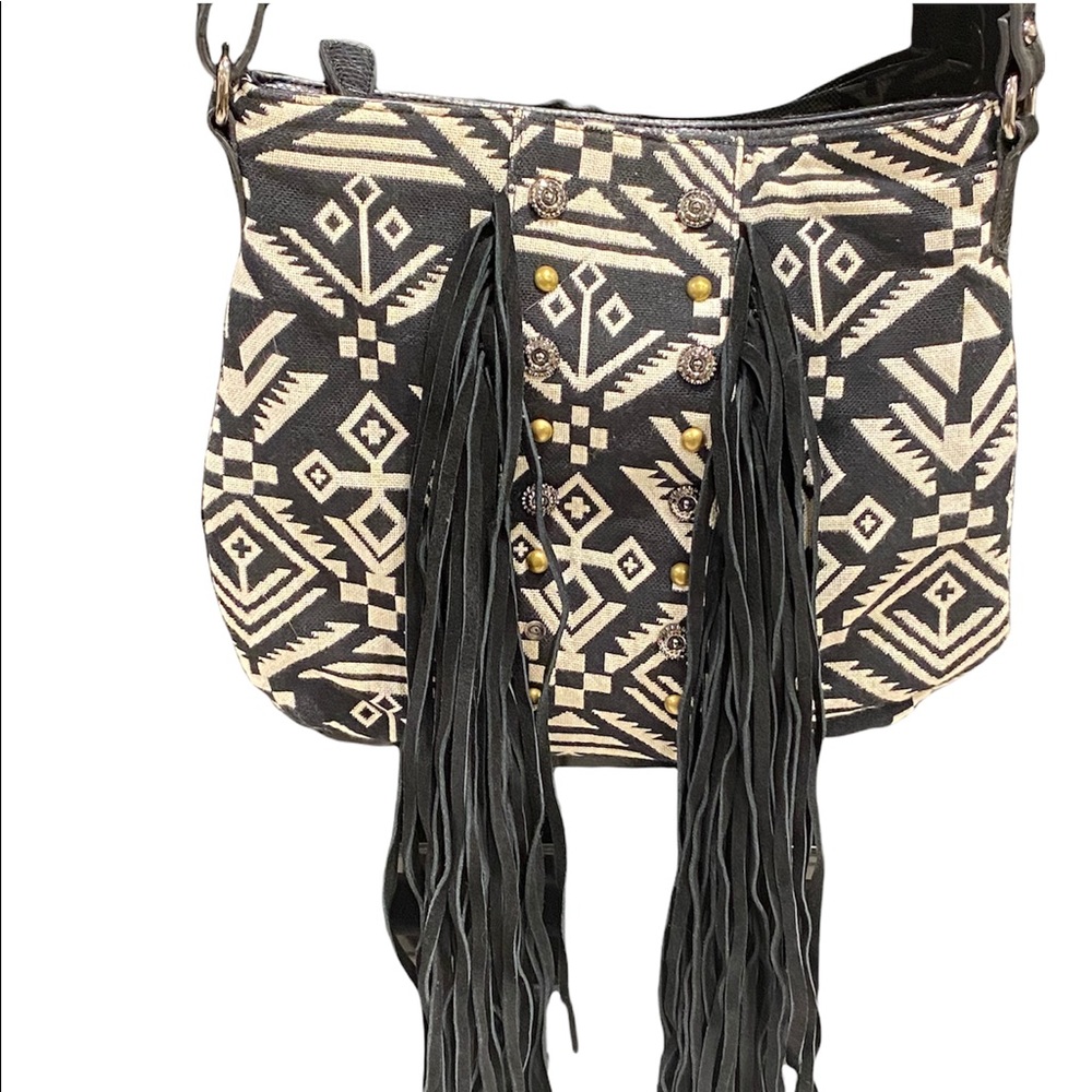 Express Tribal Pattern Fringe Purse